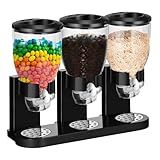 Umigy 1 Pack Triple Indispensable Dry Food Dispenser 67oz Each Capacity Cereal Container for Storage Preserving Dispensing Kitchen Rice Candy Nuts Dog Food Granola Snack Gumball Countertop (Black)