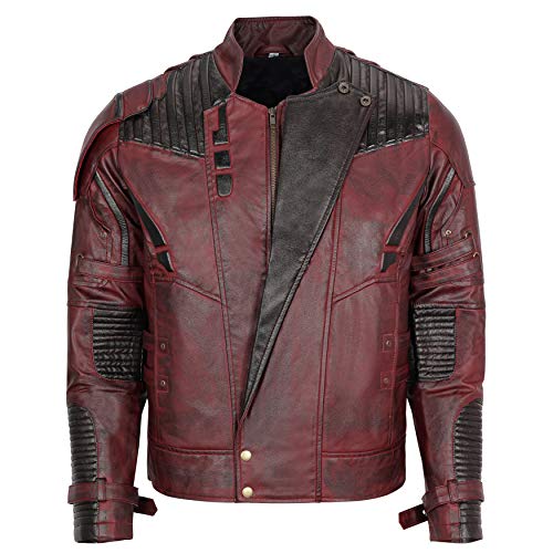 Mens Distressed Red Maroon Leather Jacket2