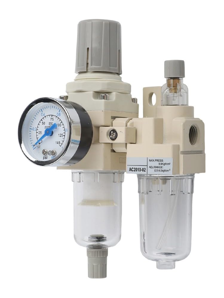 1 regulador de filtro de aire comprimido, filtro de aire comprimido, separador de agua y aceite, válvula reguladora, drenaje semiautomático