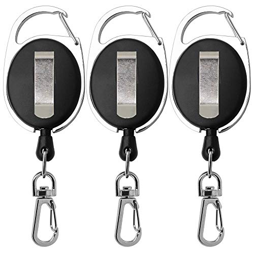 SAMSFX Fly Fishing Zinger Retractor for Gear Tools Holder (Clip on Back Retractor with Swivel Clips)