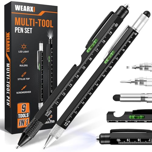 WEARXI Mens Fathers Day Dad Gifts from Daughter Son, 9 in 1 Multitool Pen Gifts for Men, Mens Gift for Dad/Him/Husband, Birthday Gift for Men/Boyfriend, Cool Gadgets, Camping Accessories