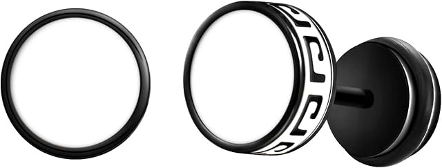 Feilok Cool 8mm Mens Stainless Steel Stud Earrings Women Piercing Ear Plug Tunnel