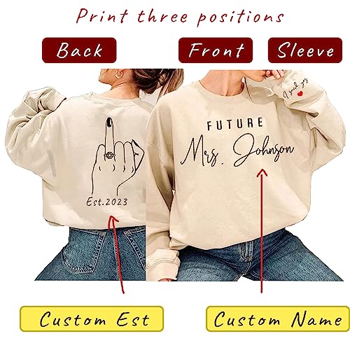 GodLover Personalized Future Mrs Sweatshirt - Cool Engagement Outfits, I Said Yes, Bridal Shower Gift, Newly Engaged, Wedding Gift 2024 Black2