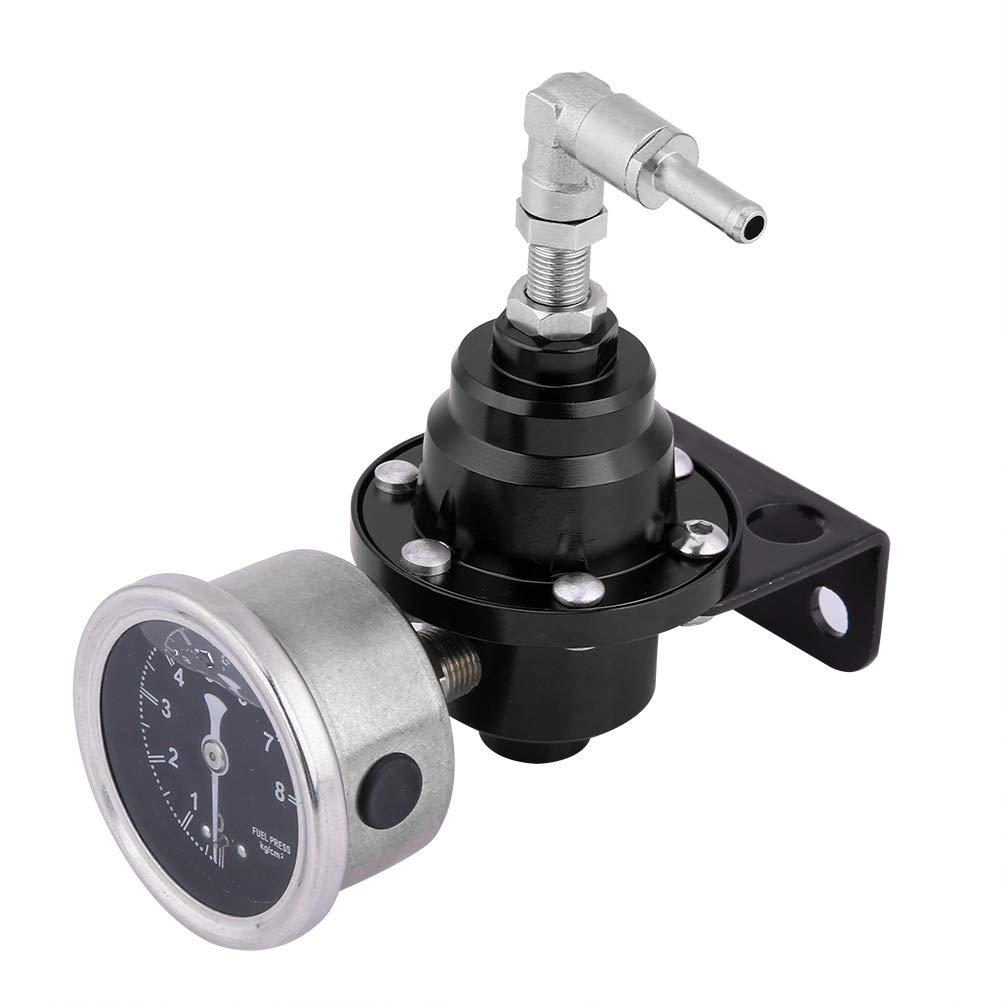 Regolatore di Pressione del Carburante, Regolatori di Tensione per Sport Motoristici, Universale in Alluminio per Auto 160 Psi Regolabile 1: 1 Kit Indicatore Olio Regolatore di (Nero)