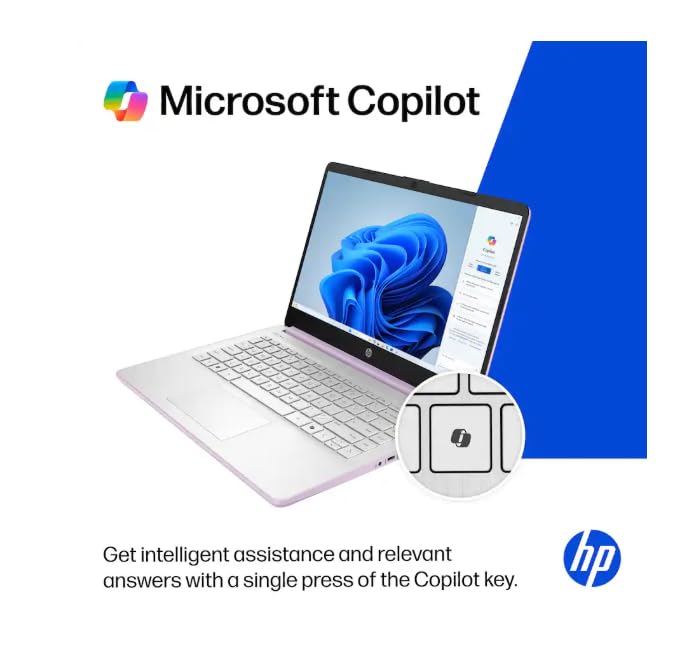 Image of HP 14 inch HD Business & Student Laptop Computer with 1-Year Office 365, Quad-Core Intel Processor, Windows 11 Laptop 4GB RAM 128GB UFS, NLY Earphones, Honey Lavender