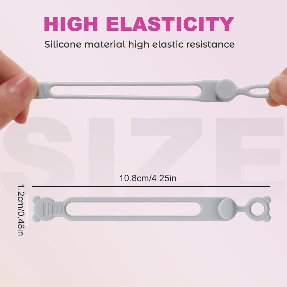 Data Cable Organizer Reusable Silicone Organizer, 2025 Silicone Cable Ties Organizer, Multipurpose Elastic Cord Organizer for Bundling and Fastening Cable Travel Essentials (20PC)