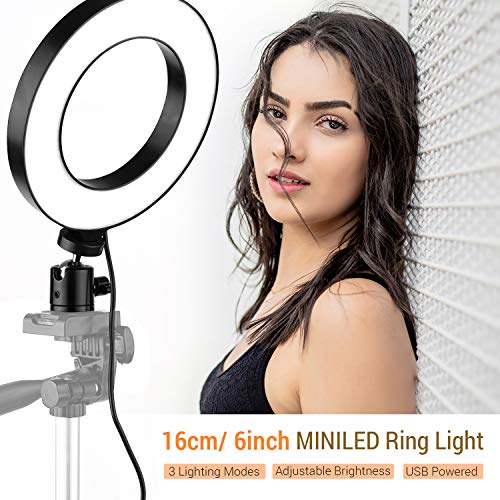 Sangmei 16cm / 6inch Mini LED Ring Light Fill-in Lamp Alimentado por USB 3 modos de iluminação 11 ní