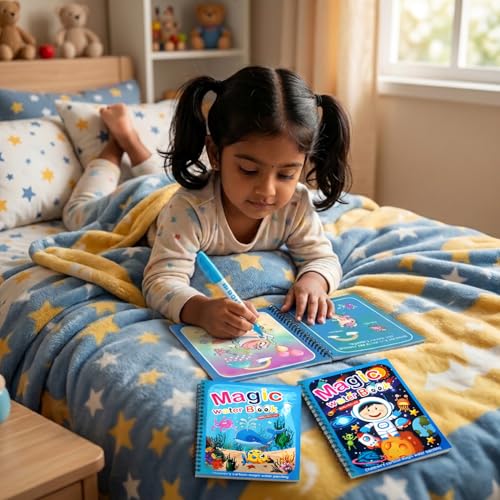 Image of Party Propz Watercolor Book with Pen - 8 Pcs Return Gifts for Birthday Party | Water Spotter Book | Watercolour Set for Kids 6-12 | Water Painting Book for Kid | Stationery Set for Kids Return Gift