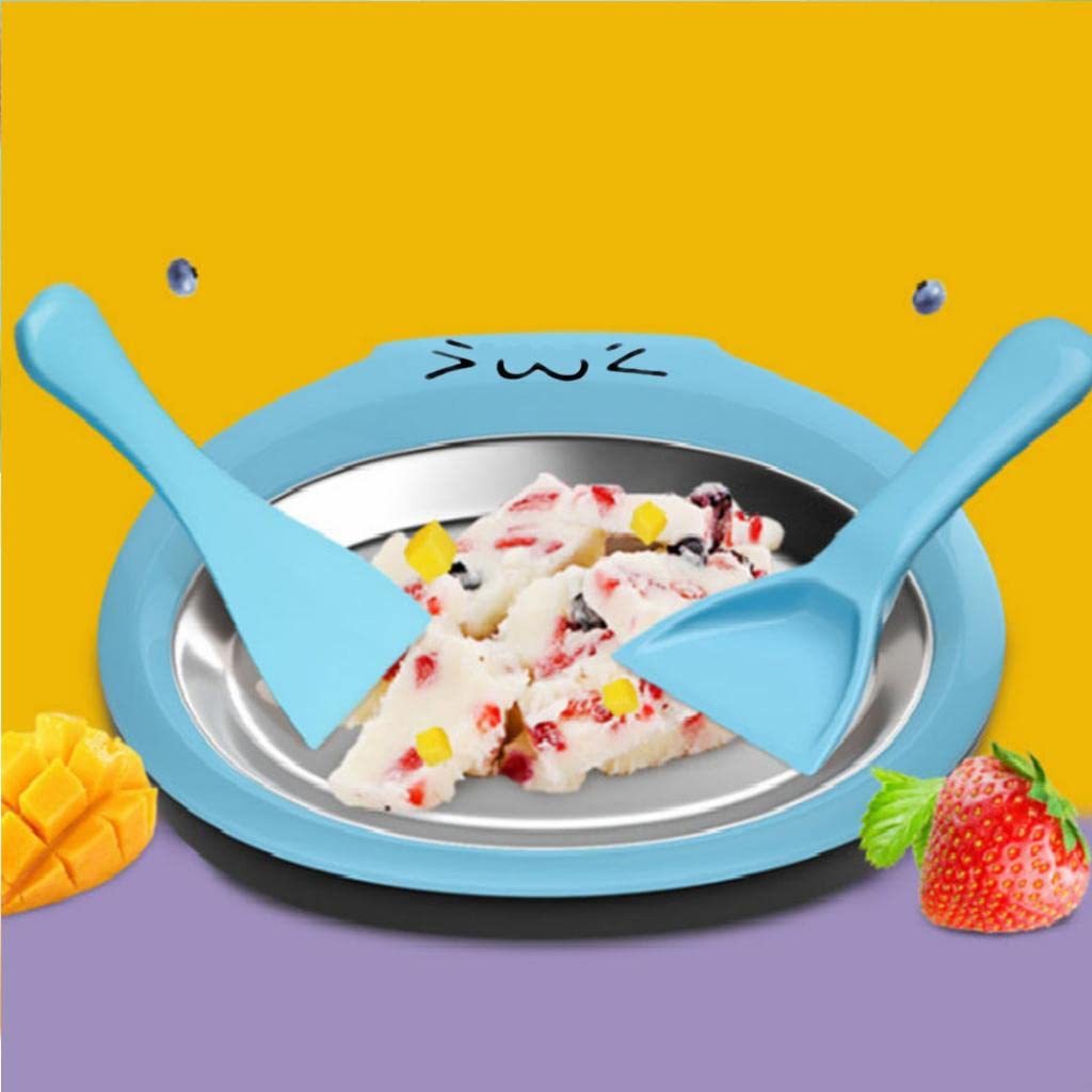 Meri Shopp Fried Ice Cream Maker Mini Stainless Steel Roller Plate Anti-Griddle Pan Blue