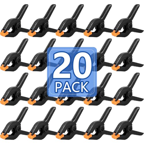 20 Pack 6 inch Plastic Spring Clamps Black Heavy Duty Clips Backdrop Clips Plastic Clamps for Crafts Backdrop Stand Woodworking Photography