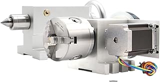 Motor de passo CNC 80mm CNC 4º eixo+tailstock CNC Divisão da cabeça/eixo de rotação/eixo para mini CNC Máquina de gravura de roteador/gravador de gravador Torque elevado