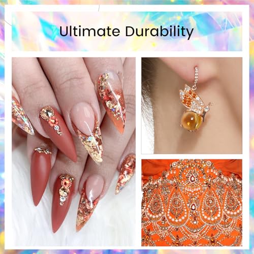 Image of Rhinestones Flatback Rhinestones for Crafts Glass Nail rhinestones Nail Gems Crystals Non Hotfix Rhinestones for Makeup Bags Shoes Decoration DIY(SS16,1440pcs,Champagne)