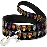 Buckle-Down Dog Leash Guardians of The Galaxy Badge 5 Character Icons Black 4 Feet Long 1.0 Inch Wide, Multicolor (DL-WMC111)