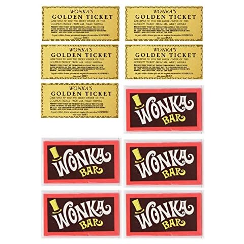 cdb Wonka Bars and Golden Tickets edible kids childrens party decoration Iced fondant Topper Frosting Icing Personalised Cover