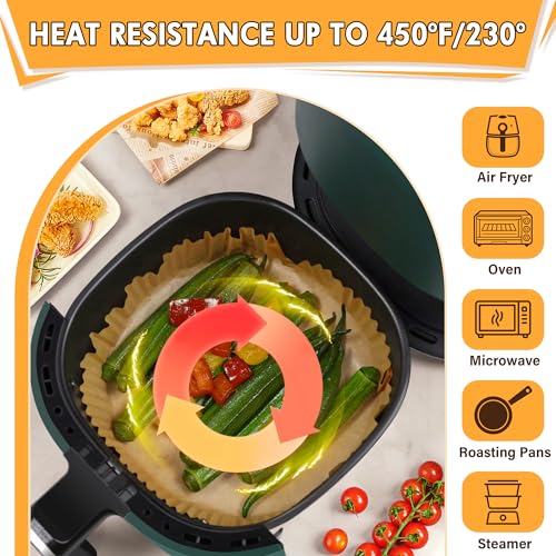 Image of Marve Air Fryer Liners Disposable, 125PCS Non-Stick Oil Resistant, 8 Inch Round for 5-8QT Air Fryer, Unbleached Parchment Paper for Baking, Roasting, Microwave
