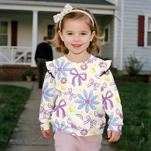 Girls 1-8 Crewneck Long Sleeve Sweatshirts Versatile Ruffle Sweatshirt Girl and Toddlers Crew Neck Sweatshirt4