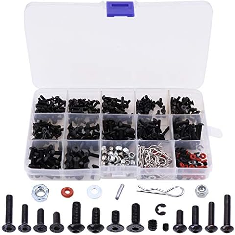 HobbyPark 500pcs Universal RC Screw Kit Screws Assortment Set, Hardware Fasteners for Traxxas Axial Redcat HPI Arrma Losi 1/8 1/10 1/12 1/16 Scale RC Cars Trucks Crawler Cover