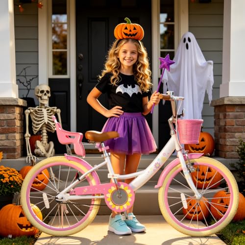 Image of Glaf Toddler Girls Bike for Age 2-9 Years 12 14 16 20 Inch | Kids Toddler Bike,Girls Bicycle,Doll Seat, Basket, Adjustable Seat, Bell,