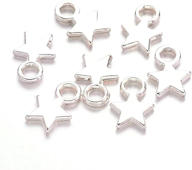 Angel Malone 30pcs. Tibetan STAR Pendant Charm Beads Jewellery Making Findings (Tibetan Silver)