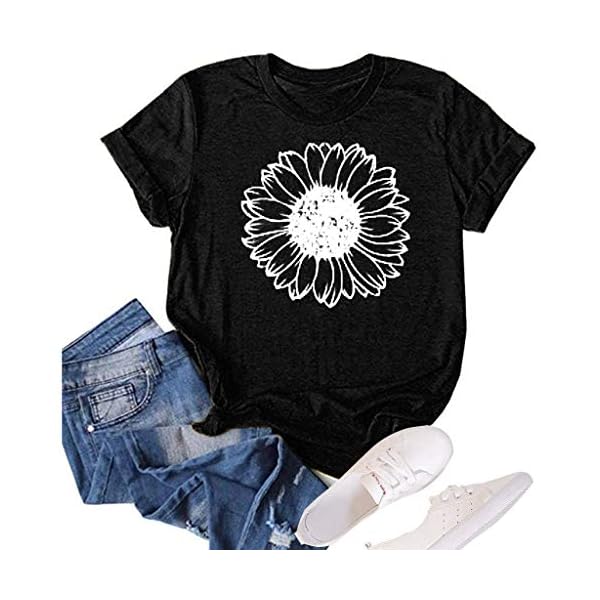 Women's Sunflower Summer T Shirt Plus Size Loose Blouse Tops Girl Short Sleeve Graphic Casual Tees