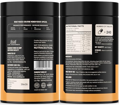 Image of MyFitFuel Creatine Monohydrate 200 mesh (3000 mg) 240 Tablets