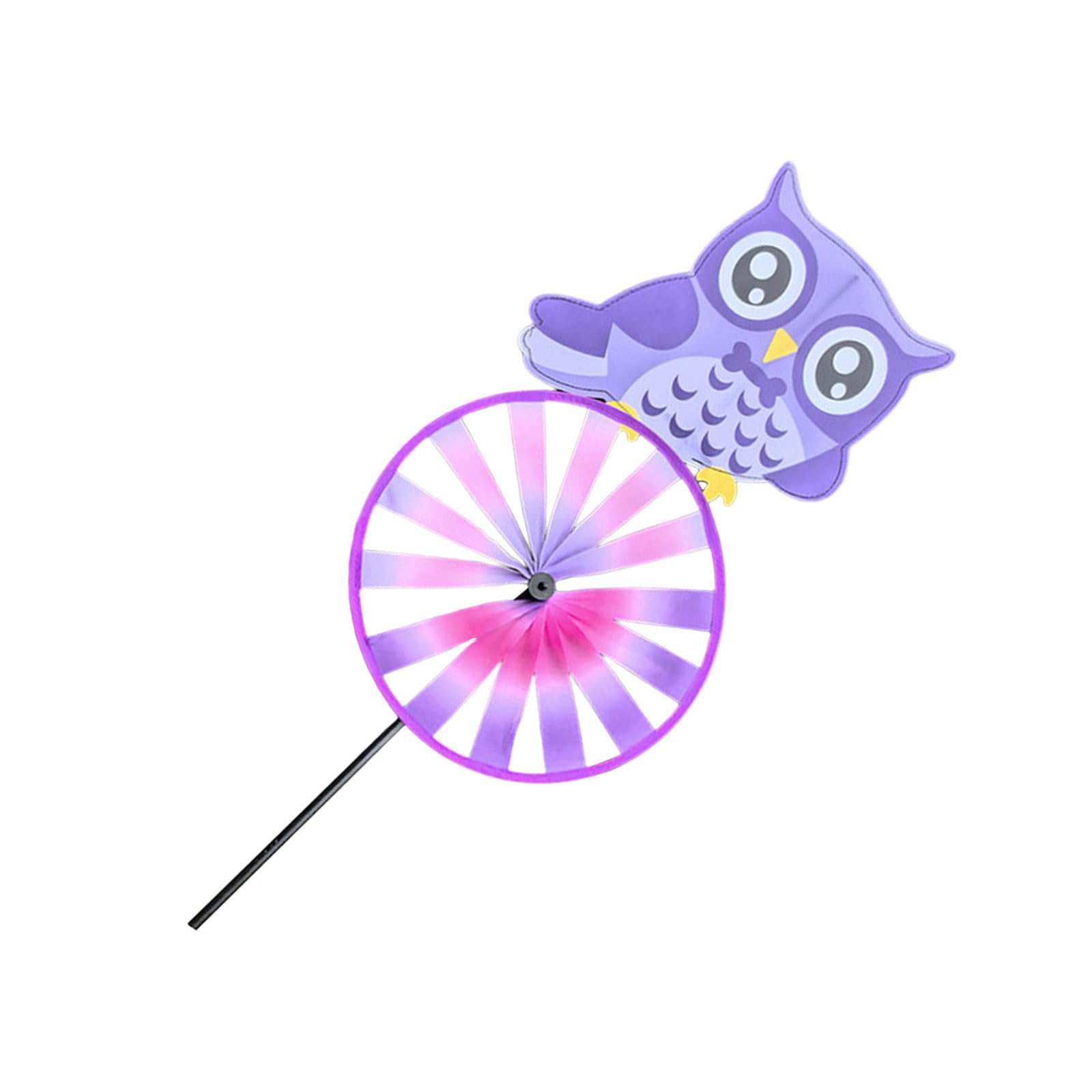 PANGBOER Colorful Whirling Owl Animal Windmill Outdoor Decoration Fabric Construction for Lawns Yard Landscape Decoration Owl Animal Windmill Fabric