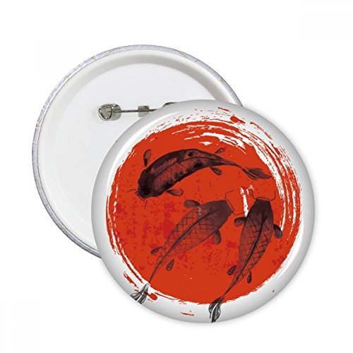 Badge carpe rouge Japon rond décoratif pour vêtements en lot de 5