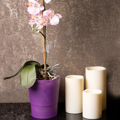 Home Garden Ornaments small orchid pots 12cm / 4.7 inch, Set of 3 Decorative Plastic Plant Pots Indoor - Image 3
