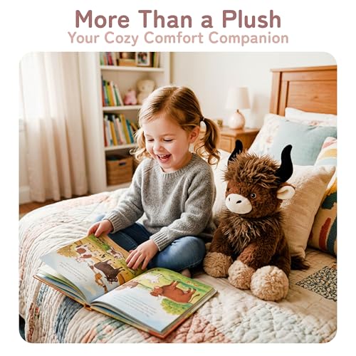 Image of Niuniu Daddy Highland Cow Weighted Stuffed Animals, Plush Pillow for Kids | 20 in 3.3 lbs, Heavy sensory lap pad, lying body pillow for sleeping, machine wash, huggable gift for kids and adults