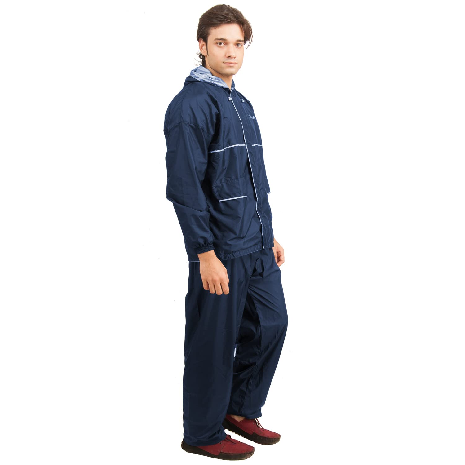 THE DRY CAPE ; LET IT RAIN Jacket Coat and Pant Mens Waterproof Bike Double Layer Branded Solid Raincoat Blue 1
