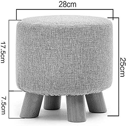 Housse de siège en lin détachable pour ce repose-pieds ottoman rond gris lavable - 3