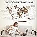AWESOMETIK MULTICOLOR 3D Wood World Map 3D Wood Map of the World Easy Installation with Double Sided Tape Includes Add Ons Premium Durable Plywood Ideal for Home and Office Decor