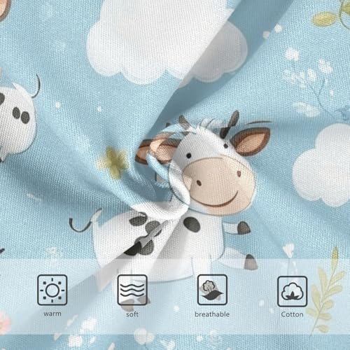 Wusikd Cute Flying Cows Girls' Underwear Cotton Clouds Flowers Girls Briefs Soft Toddler Underwear 2T3