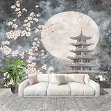 Papel Tapiz 300x210cm Flores De Cerezo En Acuarela De Estilo JaponéS Decoración De Pared Sala Cuarto Oficina Salón De Color Claro Fotomural limpiable - Mural de Papel Pintado