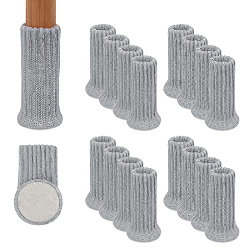 GAGUIUP Möbelsocken, Stuhlsocken 24PC, 30*60mm Möbel Socken Gestrickte Möbelfüße, Dicke Unterseite Möbelschuhe, Passend für Stuhlbeine von 1 bis 2 Zoll, rutschfeste Geräuschreduzierung, Grau Cover