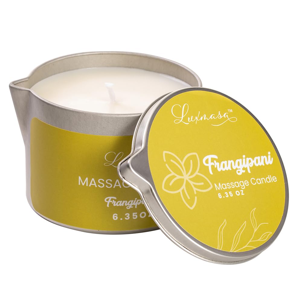 Bougie de massage pour traitement du corps - Lotion nourrissante infusée à l'huile de jojoba - 180 g (parfum frangipanier)