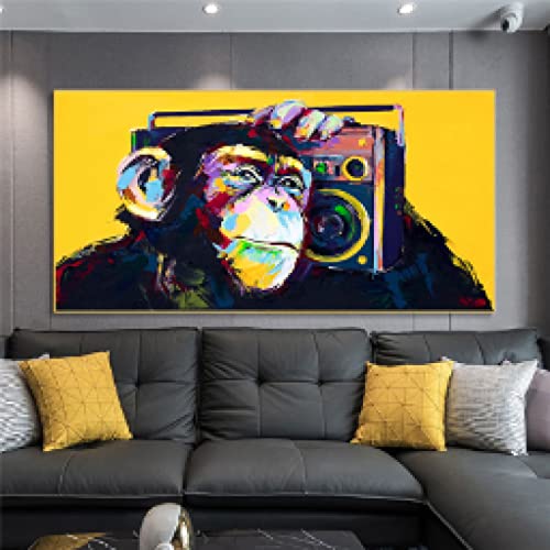 Toile affiche d'art singe musique moderne peinture animalière