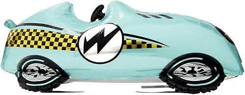 Miniatura 7 de Globos azules de carreras, paquete de 4 vehículos temáticos Fast Speedy Roadster, auto deportivo para el primer baby shower, cumpleaños, retro,