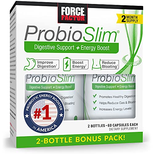 ProbioSlim Probiotic Supplement for Women and Men with Probiotics and Green Tea Extract, Reduce Gas, Bloating, Constipation, Support Digestive and Gut Health, Force Factor, 120 Capsules (Twin Pack)