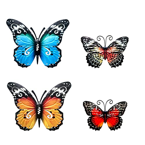 4 Stück Metall Schmetterling Garten Ornamente Gartenzaun Dekorationen Garten Cover