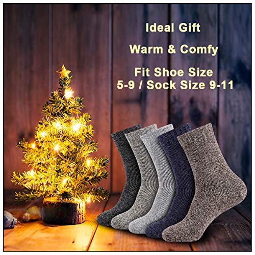 Image of Heatuff Women's Winter Wool Socks Warm Soft Full Cushion Crew Socks (5 Pairs)