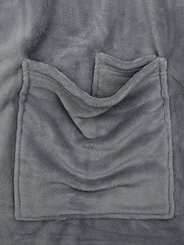 L.E.M.B. Hometrends Kuscheldecke mit Ärmeln TV Decke Sofadecke Ärmeldecke Wohndecke Fleecedecke Mikrofaser Strokkur 170 x 200 cm anthrazit