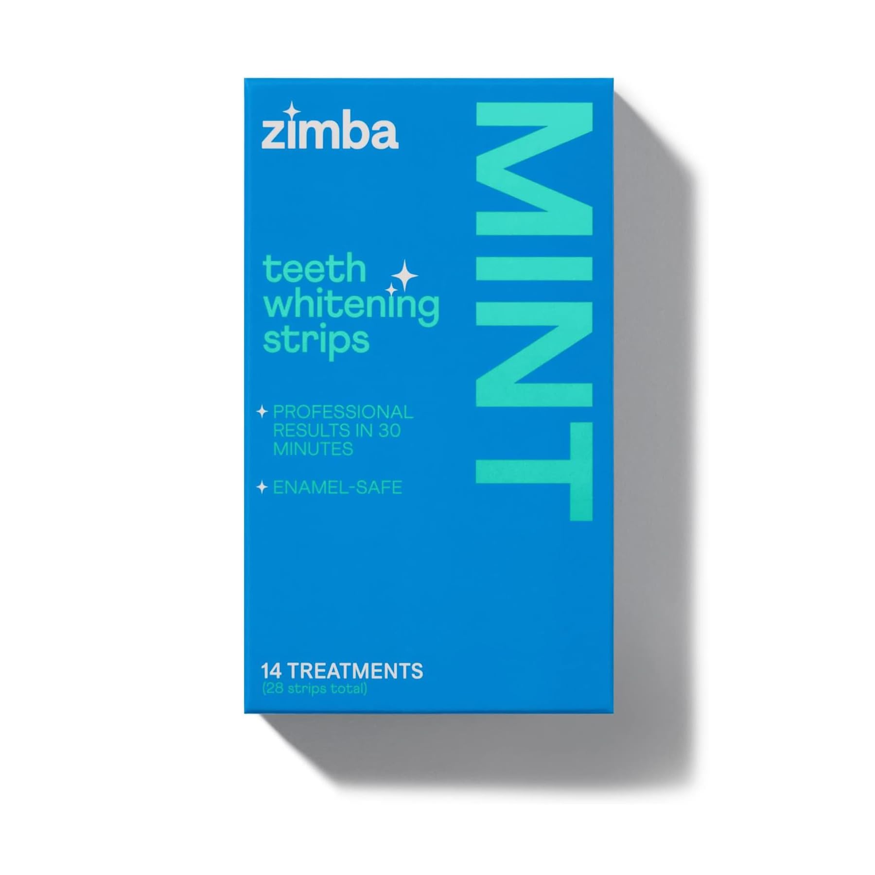 Zimba Mint Teeth Whitening Strips – 28 Vegan, Enamel-Safe Strips with Hydrogen Peroxide, 14-Day Treatment – Tooth Whitener for Coffee, Wine, Tobacco,