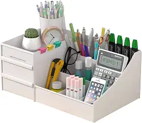 Organizador De Mesa Com Gaveta Porta Treco Multiuso