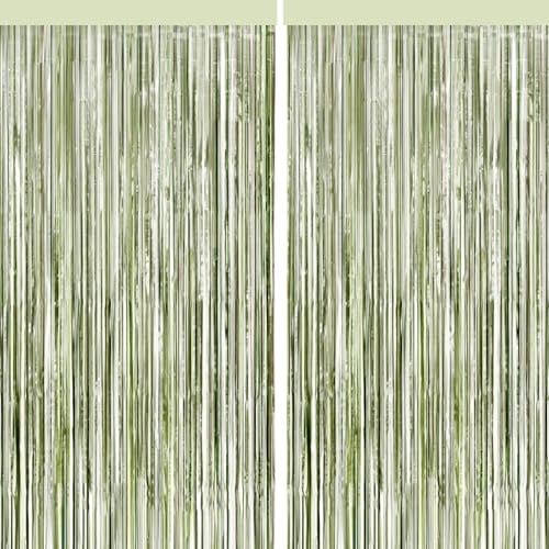 4 cortinas de flecos verdes para fondo fotográfico 3.3x6.6 ft miniatura 1