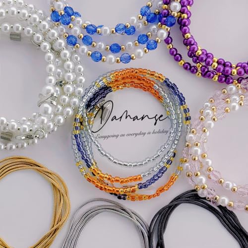 Image of Damanse Eyeglass Chain,8 Pcs Beaded Eye Glasses Strap Holders around Neck For Women