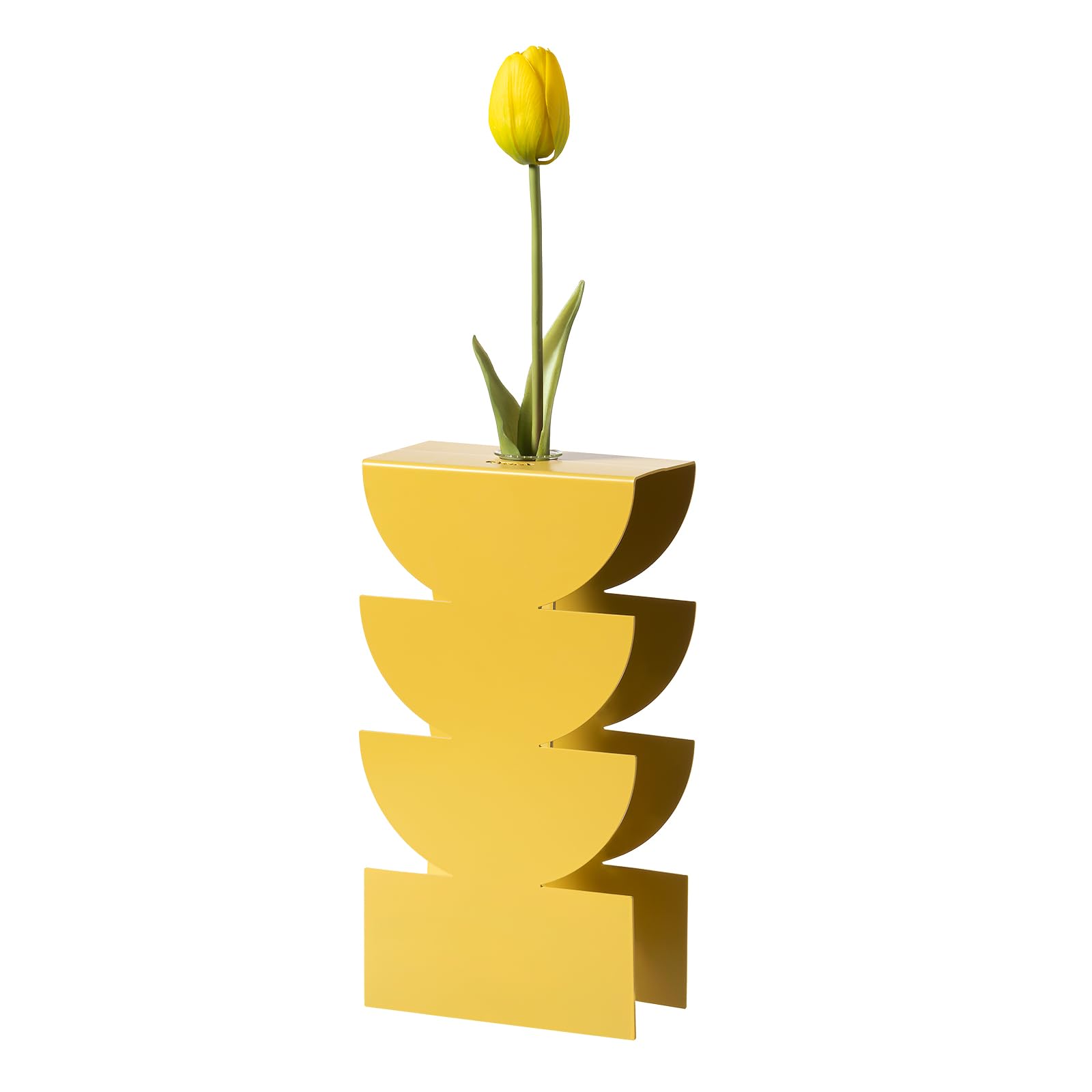 Arti & Mestieri Memphis - Vaso portafiore di Design 100% Made in Italy - in Ferro, 12,5 x 6 x 25h cm (Ocra)