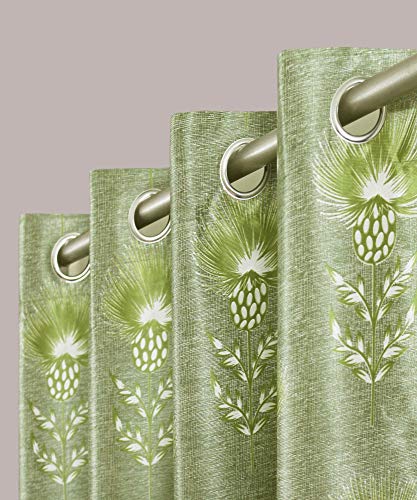 Image of Queenzliving Secret Linen Curtain, Door 7 feet- Pack of 2, Green