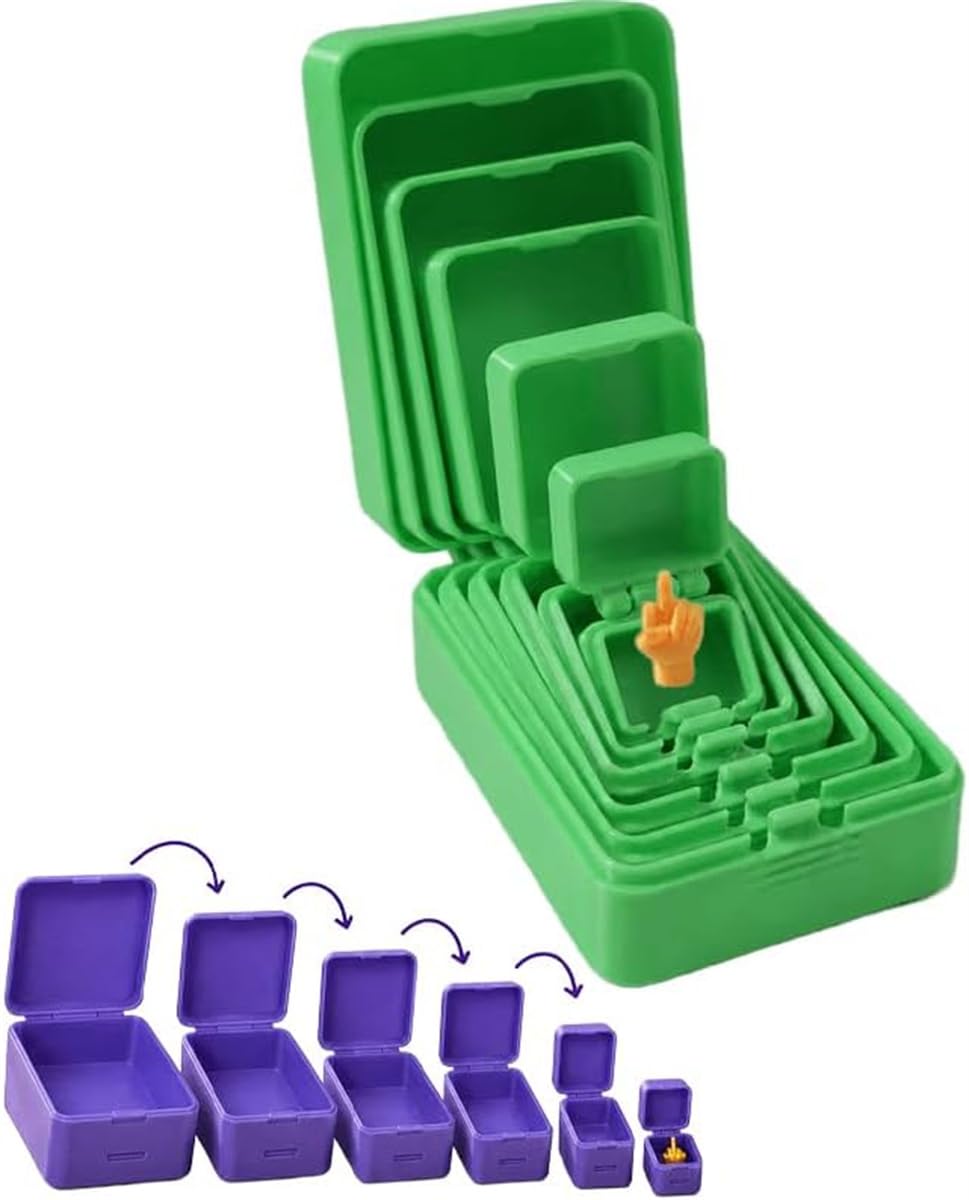 6 Layer Prank Nesting Box with Secret Surprise Middle Finger (Green)