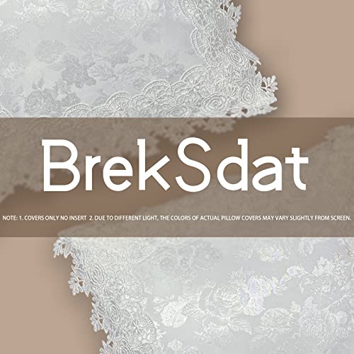 Breksdat Pillow Covers 18 X 18 Inches Set Of 2 White Lace Soft Throw Pillow Covers Farmhouse Living Room Decoration Exquisite Embroidery Cushion Covers For Home Bed Couch Sofa #TOP5